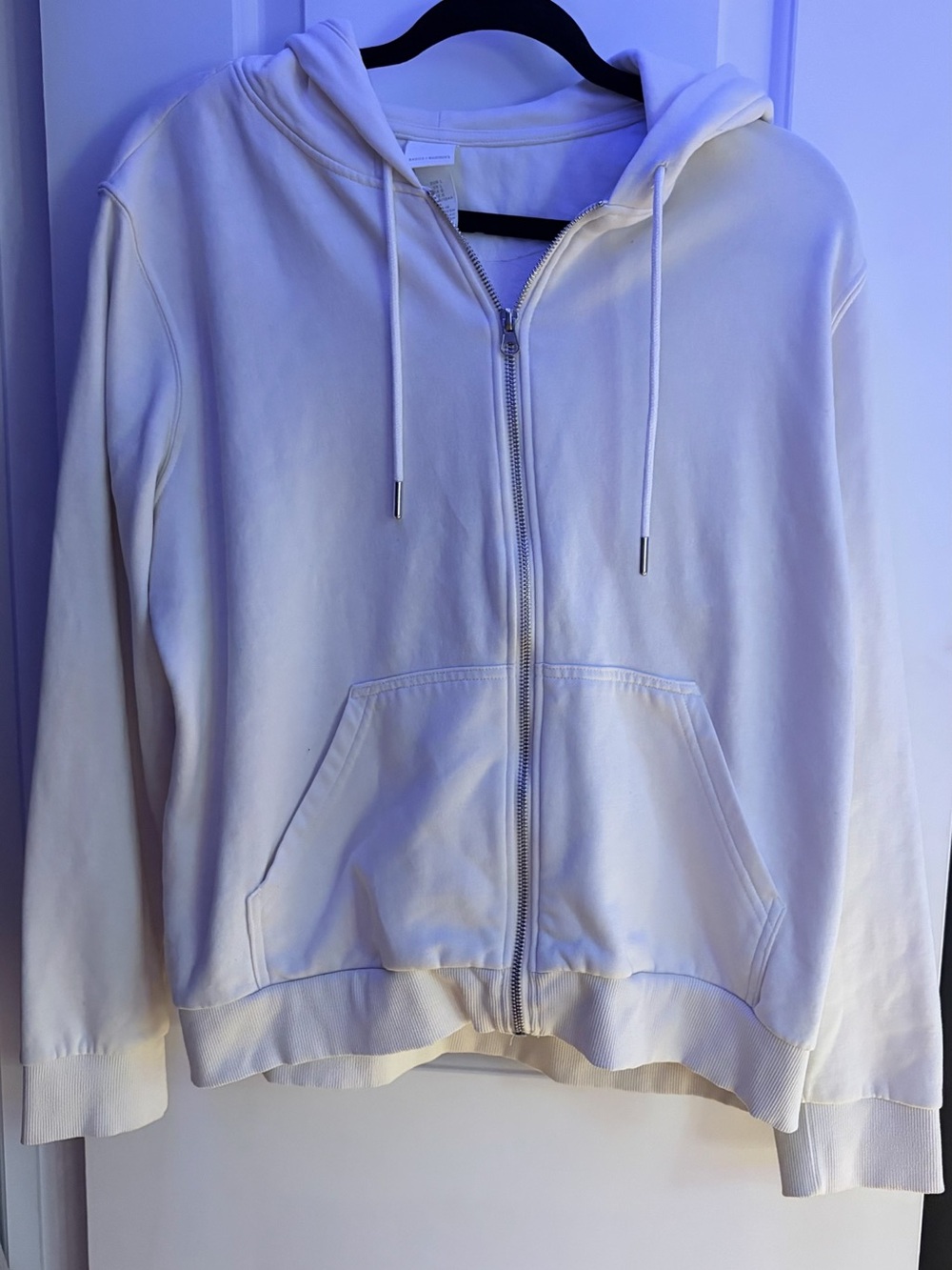 H&M White Full-Zip Hoodie with Drawstring never worn no tag